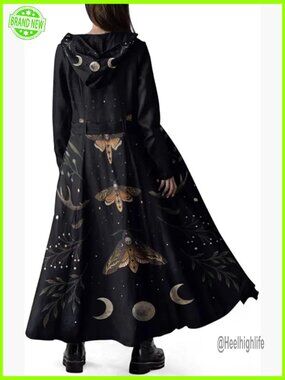 Women Long Fleece Trench Coat Gothic Winter Open Front Belted Overcoat Casual